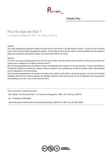 Feu l Europe de l Est ?  - article ; n°555 ; vol.99, pg 564-578