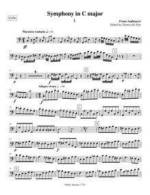 Partition violoncelles, Symphony en C major, C major, Asplmayr, Franz