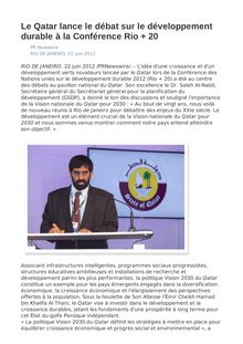 Le Qatar lance le débat sur le développement durable à la Conférence Rio + 20