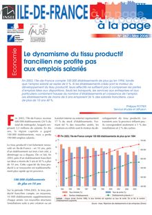Le dynamisme du tissu productif francilien ne profite pas aux emplois salariés