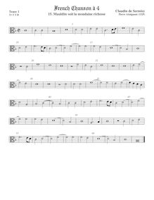 Partition ténor viole de gambe 1, alto clef, French Chanson, Sermisy, Claudin de par Claudin de Sermisy