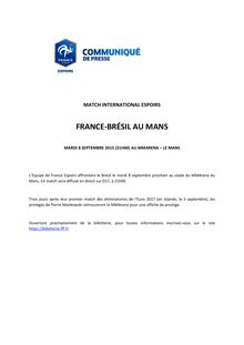 Espoirs : France-Brésil au Mans