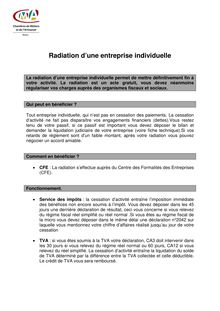 Radiation d une entreprise individuelle - Chambres de Métiers et de l Artisanat, Rhône