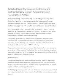 Dallas Fort Worth Plumbing, Air Conditioning and Electrical Company Sponsors Fundraising Concert Featuring Derek Anthony