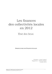 Les finances des collectivités locales en 2012 : état des lieux