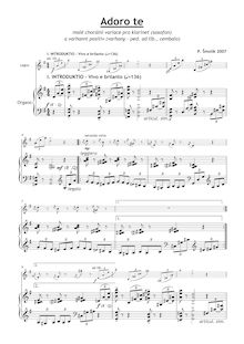Partition complète, Adoro te, malé chorální variace pro klarinet (small choral variations for clarinet (or saxophone))