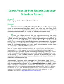 Learn From the Best English Language Schools in Toronto