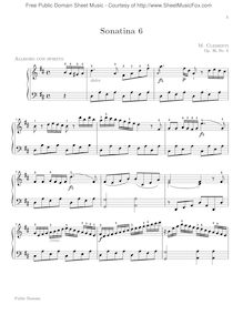 Partition Sonatina No.6, 6 sonates Op.36, Clementi, Muzio