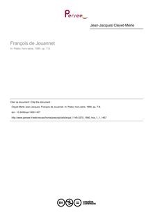 François de Jouannet - article ; n°1 ; vol.1, pg 7-8