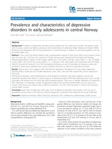 Prevalence and characteristics of depressive disorders in early adolescents in central Norway