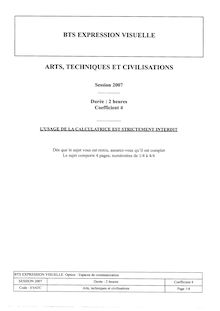 Arts techniques et civilisations 2007 BTS Expression visuelle