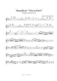 Partition flûte 1, Magnificat, D major, Bach, Johann Sebastian par Johann Sebastian Bach