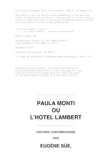 Paula Monti, Tome II par Eugène Sue