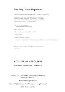 The Boy Life of Napoleon - Afterwards Emperor of the French