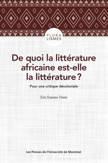 DE Quoi la litterature africaine est elle la litterature
