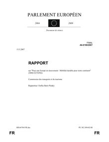 Rapport "Pour une Europe en mouvement - Mobilité durable pour notre continent". Document de séance.