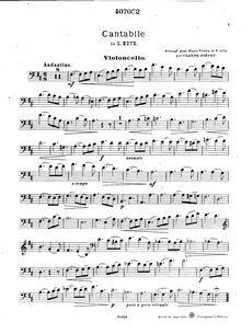 Partition de violoncelle, Cantabile, D major, Hoth, Georg