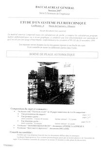 Sujet du bac S 2007: Sciences de l Ingénieur