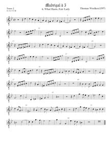 Partition ténor viole de gambe 2, octave aigu clef, First set of madrigaux par Thomas Weelkes