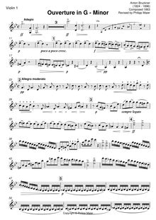 Partition violon 1, Overture en G minor, G Minor, Bruckner, Anton