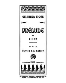 Partition complète, Prelude, E major, Moór, Emanuel