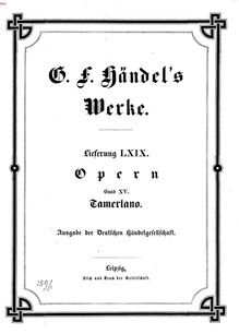 Partition complète, Tamerlano, Handel, George Frideric