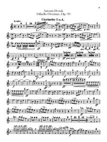 Partition clarinette 1, 2 (A), Othello, Dvořák, Antonín