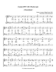 Partition complète, Cantate BWV 140 Wachet auf par Johann Sebastian Bach