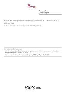 Essai de bibliographie des publications sur A.-J. Balard et sur son œuvre  ; n°234 ; vol.65, pg 203-217