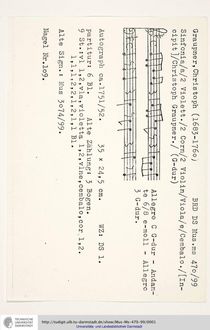 Partition complète et parties, Sinfonia en G major, GWV 607