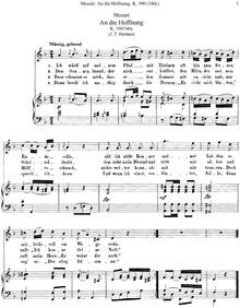 Partition complète, An die Hoffnung, D minor, Mozart, Wolfgang Amadeus par Wolfgang Amadeus Mozart