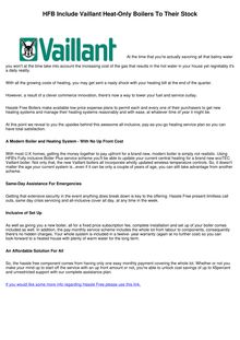 Hassle Free Boilers Now Have New Vaillant To Their Products