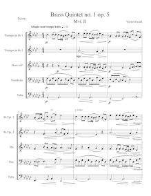 Partition complète, quintette No.1, Op.5, Brass Quintet No.1, Op.5