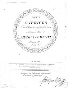 Partition 2 caprices, 2 Piano sonates et 2 caprices, Op.34, Clementi, Muzio