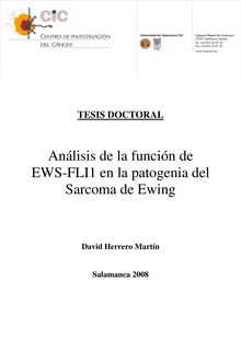 Análisis de la función de EWS-FLI1 en la patogenia del Sarcoma de Ewing