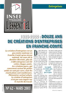 1989-2000 : douze ans de créations d entreprises en Franche-Comté