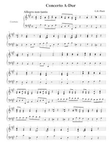 Partition Cembalo, violon Concerto en A major, A major, Platti, Giovanni Benedetto
