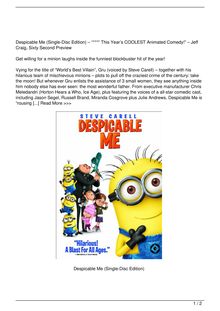 Despicable Me SingleDisc Edition Movie Reviews