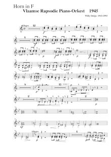 Partition cor 1/2 (F), Vlaamse rapsodie piano en orkest, Ostijn, Willy