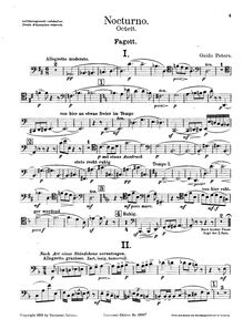Partition basson, Nocturne pour vents et cordes, Nocturno. Octett [für] Oboe, Klarinette, Fagott, Horn, Violine I/II, Viola, Violoncell.