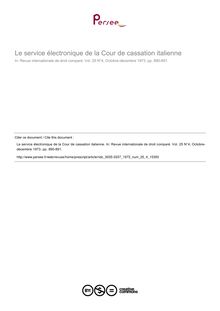 Le service électronique de la Cour de cassation italienne - compte-rendu ; n°4 ; vol.25, pg 890-891