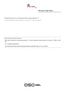 Populismes ou césarismes populistes ? - article ; n°3 ; vol.19, pg 536-573