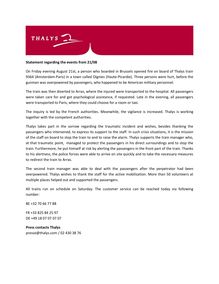 Thalys répond aux attaques médiatiques concernant son personnel lors de l attentat