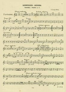 Partition trompette 1, 2 (C), Schweizer Scenen, Fantaisie, G major par Carl Leopold Böhm