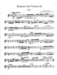 Partition hautbois 2, violoncelle Concerto en B♭ major G.482, Boccherini, Luigi
