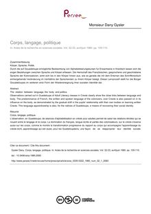 Corps, langage, politique - article ; n°1 ; vol.32, pg 105-110