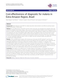 Cost-effectiveness of diagnostic for malaria in Extra-Amazon Region, Brazil