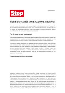 SOINS DENTAIRES : UNE FACTURE ABUSIVE !