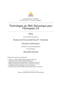 Technologies du Web Sémantique pour l’Entreprise 2.0, Semantic Web Technologies for Enterprise 2.0