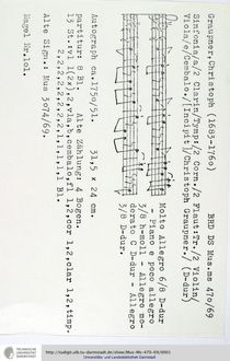 Partition complète et parties, Sinfonia en D major, GWV 552